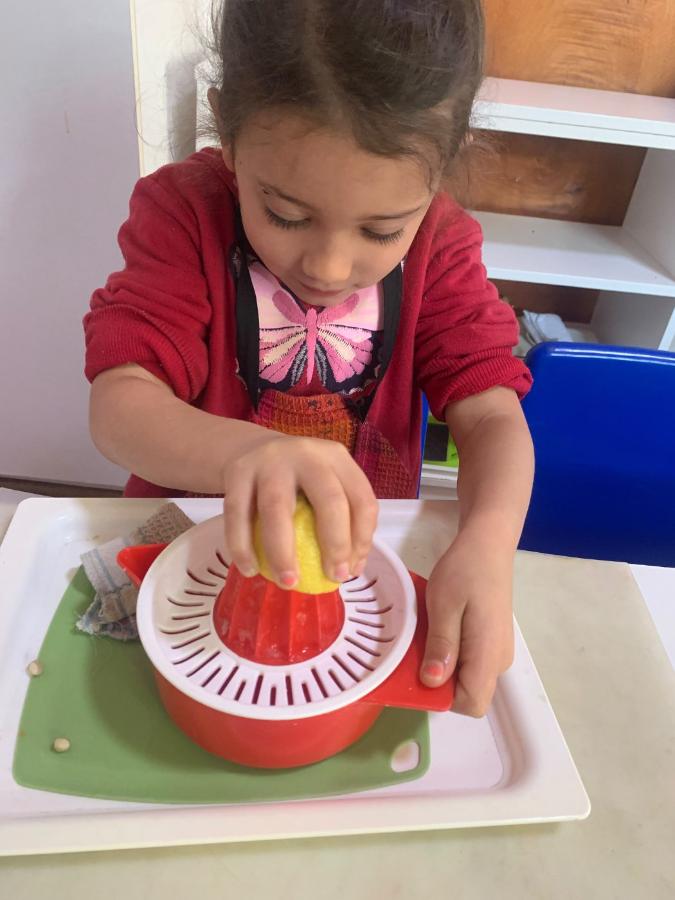 Girl squeezing a lemon